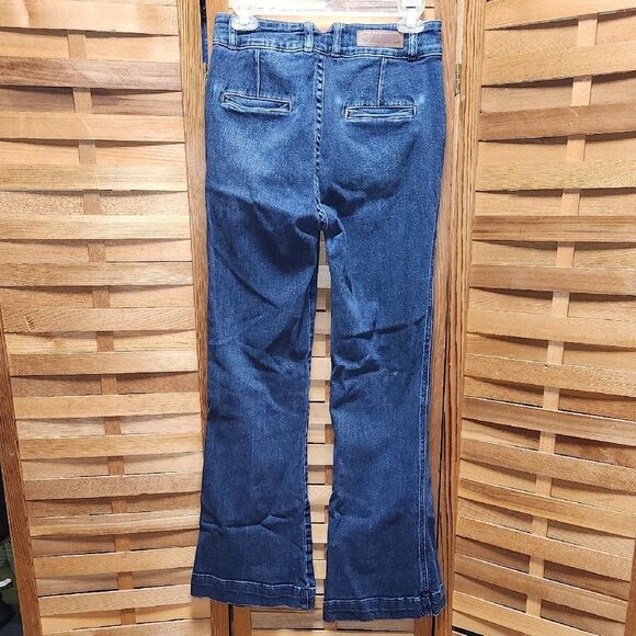 Rock & Roll Denim Blue Flare Wide Leg Jeans Pants Women 27 Waist  32 Inseam - Picture 2 of 13